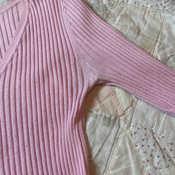 say what vintage y2k feminine pink half sleeve v neck babydoll henley top - Picture 4 of 8